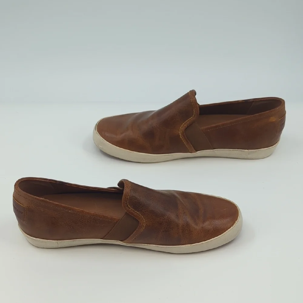 FRYE Dylan Leather Sneakers Cognac Slip-on Sz 9